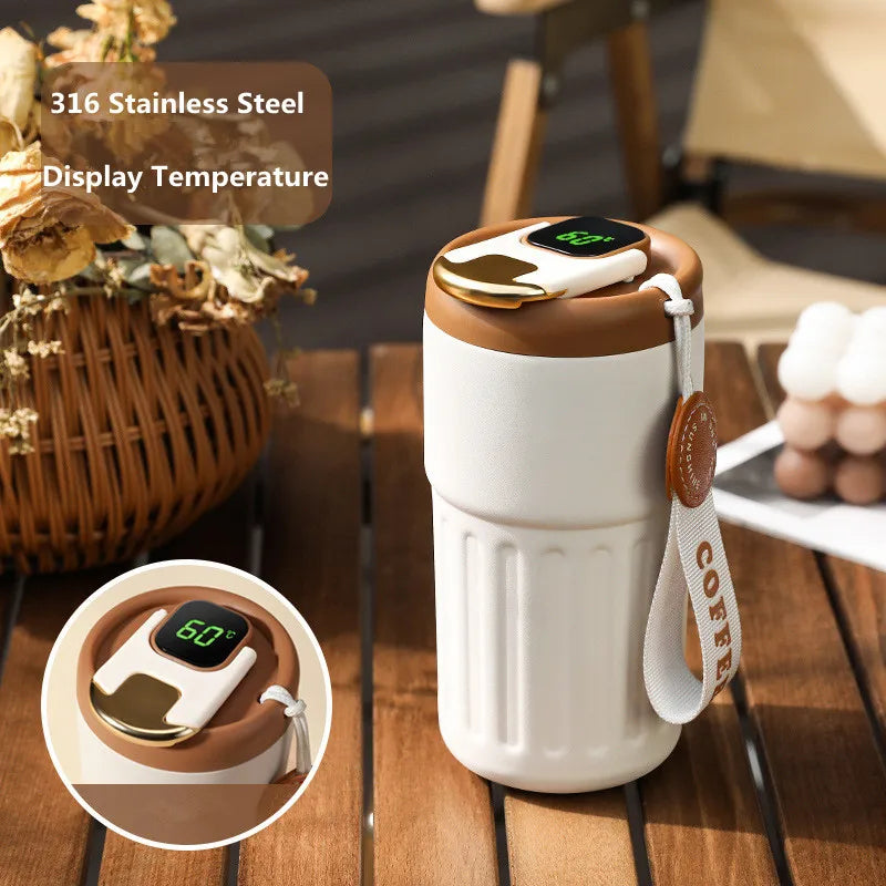 Smart LED Temperature Thermos Bottle 316 Steel Cup  SipSipCoffees
