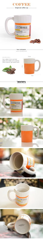 Creative Ceramic Coffee cup Medicine Bottle Mug Breakfast Milk Pot Office Tea Set espresso cups  Gift for Friends Families