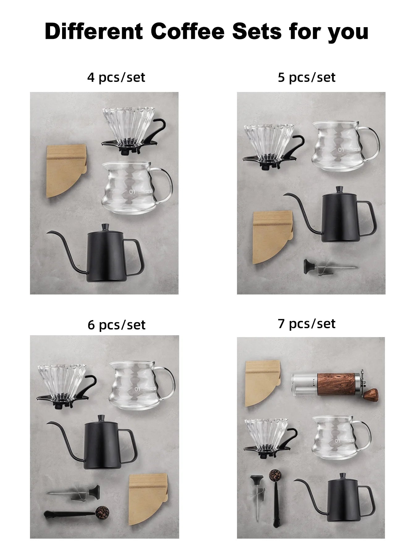 1 set Pour Over Coffee Maker Set, Coffee Starter Kit, Portable Coffee Set, Travel Coffee Accessories Tools, Festival Gifts