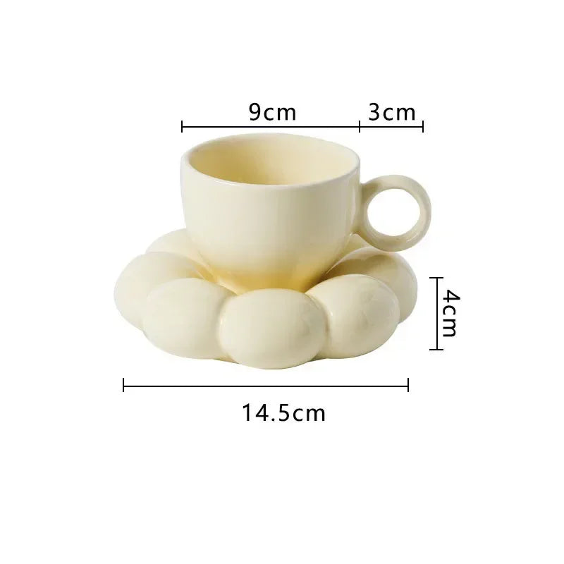 Coffee Cup Set Office Afternoon Tea Mug Kitchen Drinkware Coffee Mug Home Accessories Creative Ceramic Sunflower Cloud Milk Cups