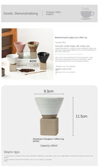 Coarse Pottery Coffee Mug with Base Creative Triangular Cone Shape Mug Personalized Small Espresso Cups for Bar 200ml