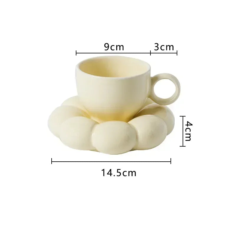 Coffee Cup Set Office Afternoon Tea Mug Kitchen Drinkware Coffee Mug Home Accessories Creative Ceramic Sunflower Cloud Milk Cups