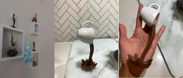 Floating Coffee Mug Art Sculpture Office Home Kitchen Decor Statue Craft Spill Magic Pour Liquid Splash Resin Statue Coffee Mug