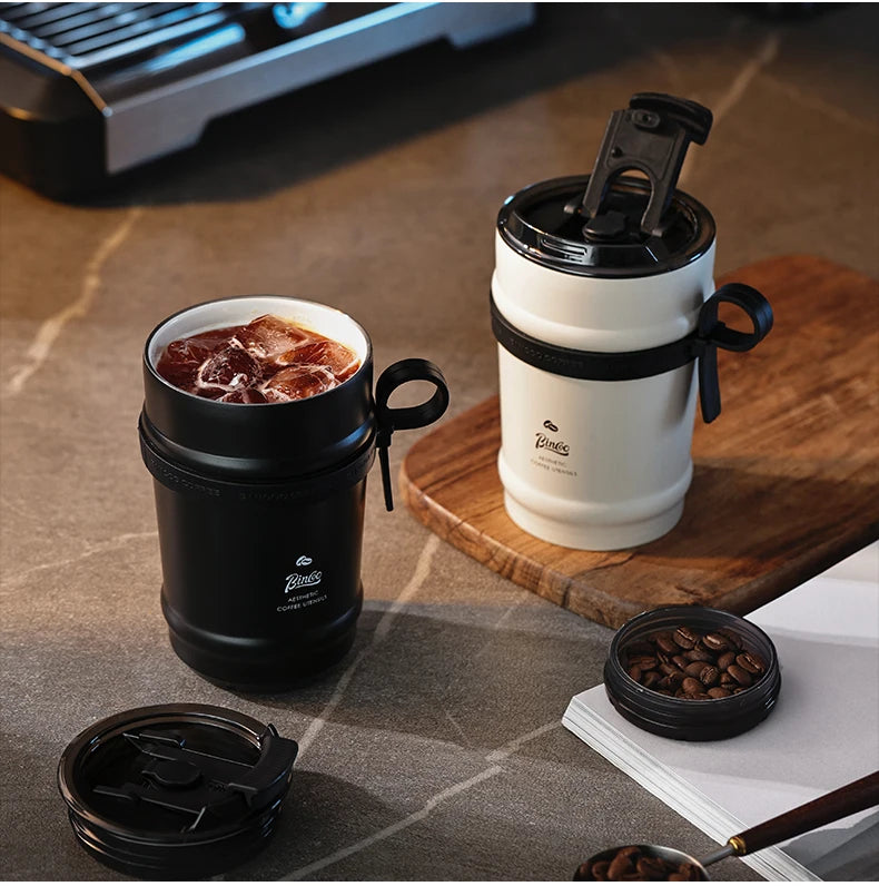 BINCOO Ceramic lined coffee cup, practical insulated cup, portable portable portable water cup, men's and women's 316 stainless