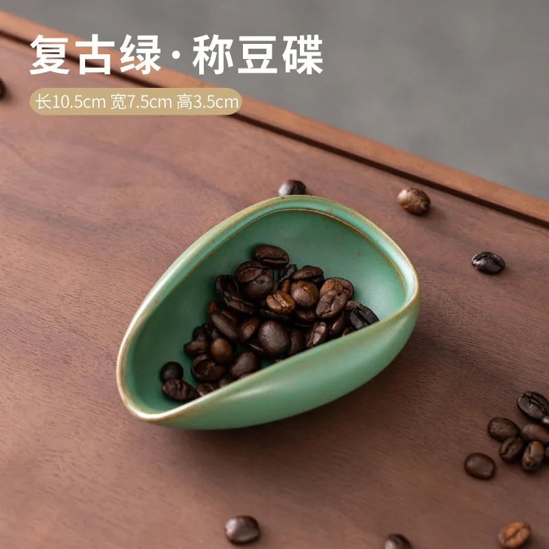 Coffee Beans Dosing Cup Trays Pottery Tea Separator Vessel Ceramic Measure Ware Espresso Bean Scoop Shovel Coffee Accessories ﻿