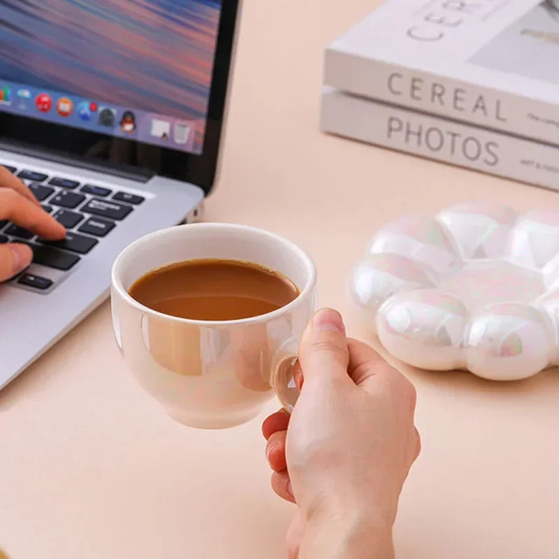 Coffee Cup Set Office Afternoon Tea Mug Kitchen Drinkware Coffee Mug Home Accessories Creative Ceramic Sunflower Cloud Milk Cups