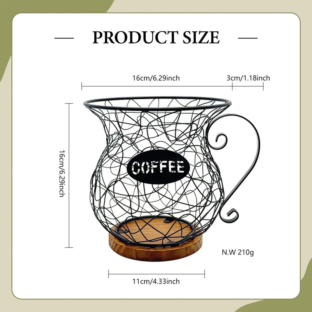 Coffee Pod Holder Metal Mug Shaped Large Capacity Coffee Capsule Holder for Kitchen Countertop Bar Accessories Home Desktop