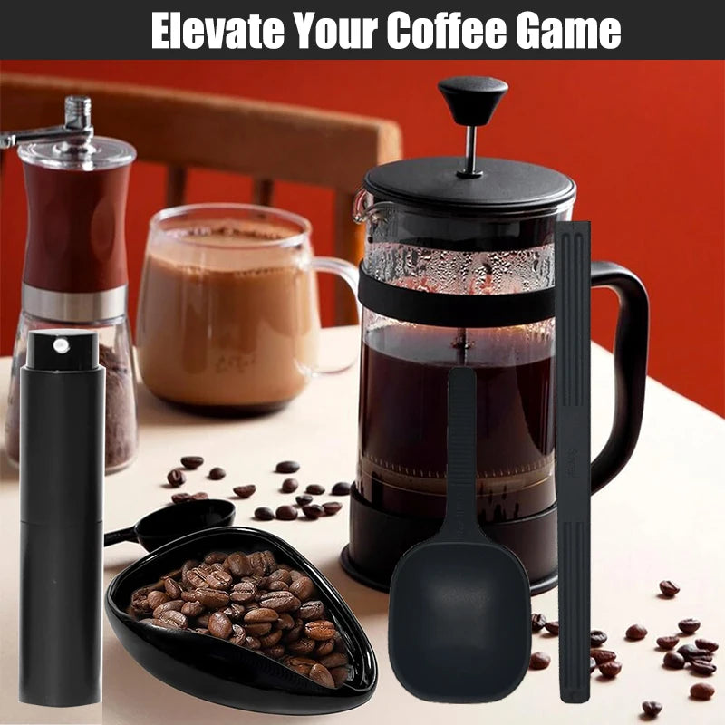 FLYMUYU Coffee Bean Dosing Cup and Spoon Set, Ceramic Dosing Vessel Measuring Tray Kit for Coffee or Tea, Espresso Accessories