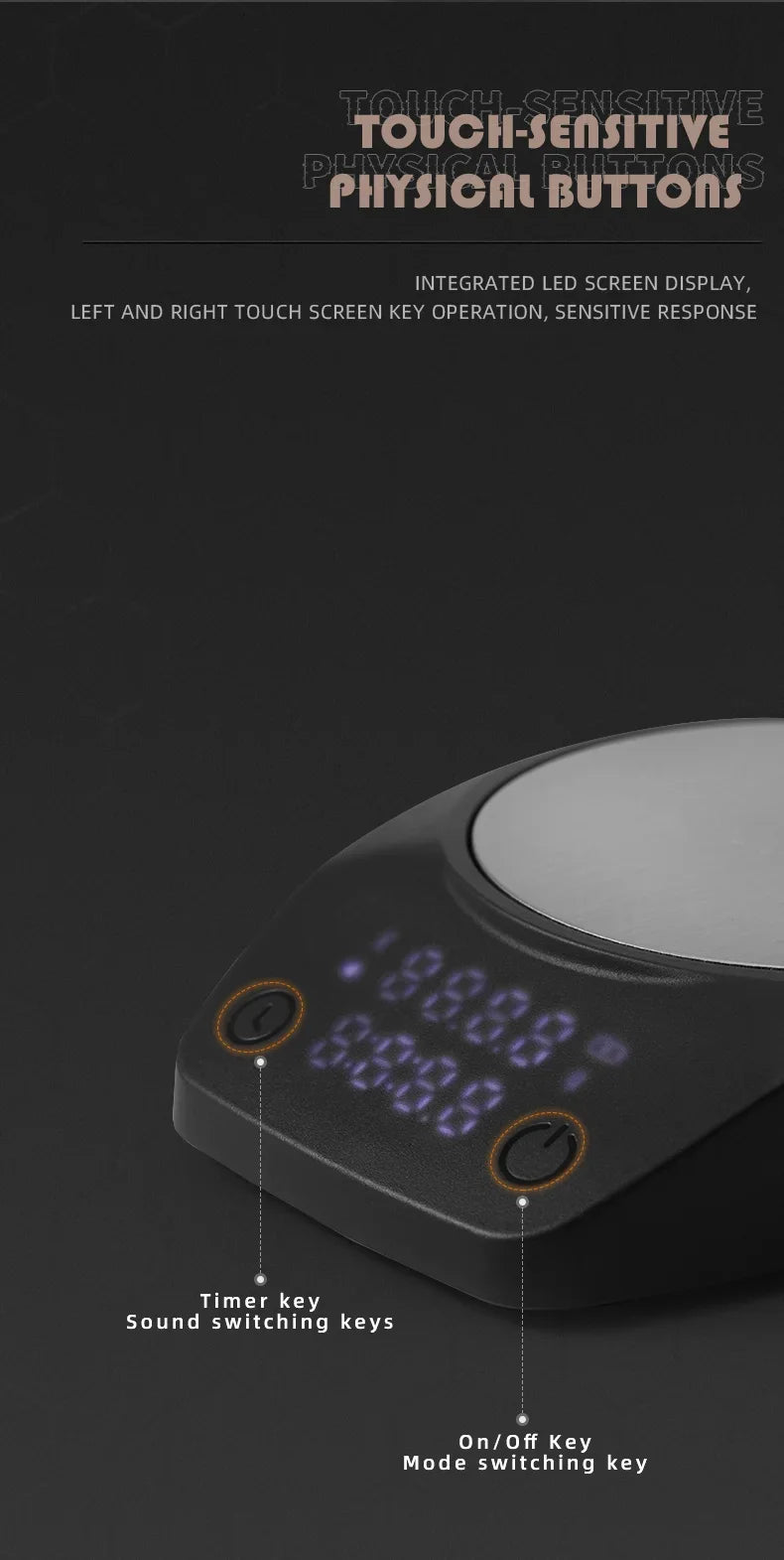 MUVNA-Mini Escala Espresso Eletrônico Exact 0.1g, Alta Precisão,Pesando LED, Balança de Café Portátil, Pó Recebendo Cup, 0.1g