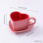 Set High-End Love Heart Coffee Cup Valentine's Day Gift Controlled Quantity Fat Reduction Cup Red Ceramic Cup