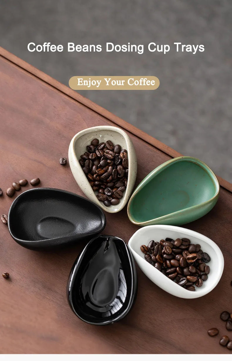 Coffee Beans Dosing Cup Trays Pottery Tea Separator Vessel Ceramic Measure Ware Espresso Bean Scoop Shovel Coffee Accessories ﻿