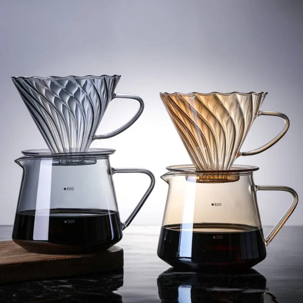 Coffee Server Glass Coffee Maker Set 60 Degree Clear Coffee Carafe Coffee Accessories Simple V-shape Funnel Barista