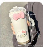 Hello Kitty Insulated Tumbler with Straw Large Capacity Leak Proof Travel Coffee Cup Cute Cartoon Thermos for School Gym Car
