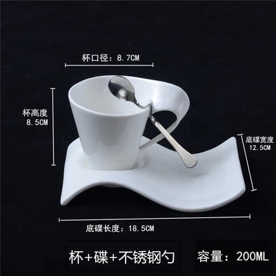 Espresso Coffee Cup Home Living Room Drinking Utensils European Ceramic Cups with Spoon and Cup Holder Kitchen Bar Supplies