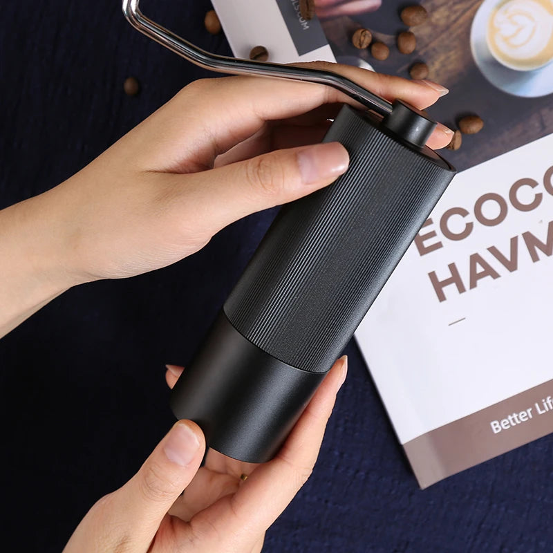 Household Portable Steel Burr Manual Coffee Bean Grinder Aluminum Alloy Coffee Grinder