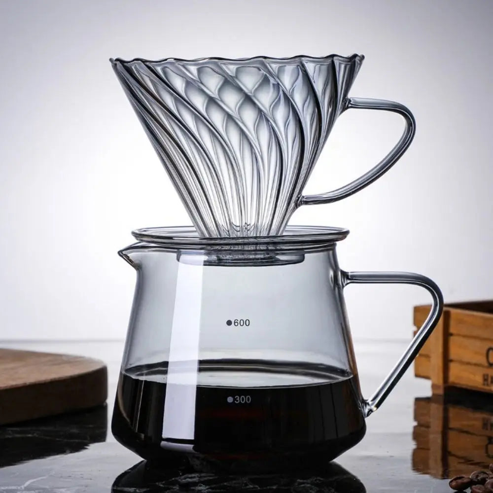 Coffee Server Glass Coffee Maker Set 60 Degree Clear Coffee Carafe Coffee Accessories Simple V-shape Funnel Barista