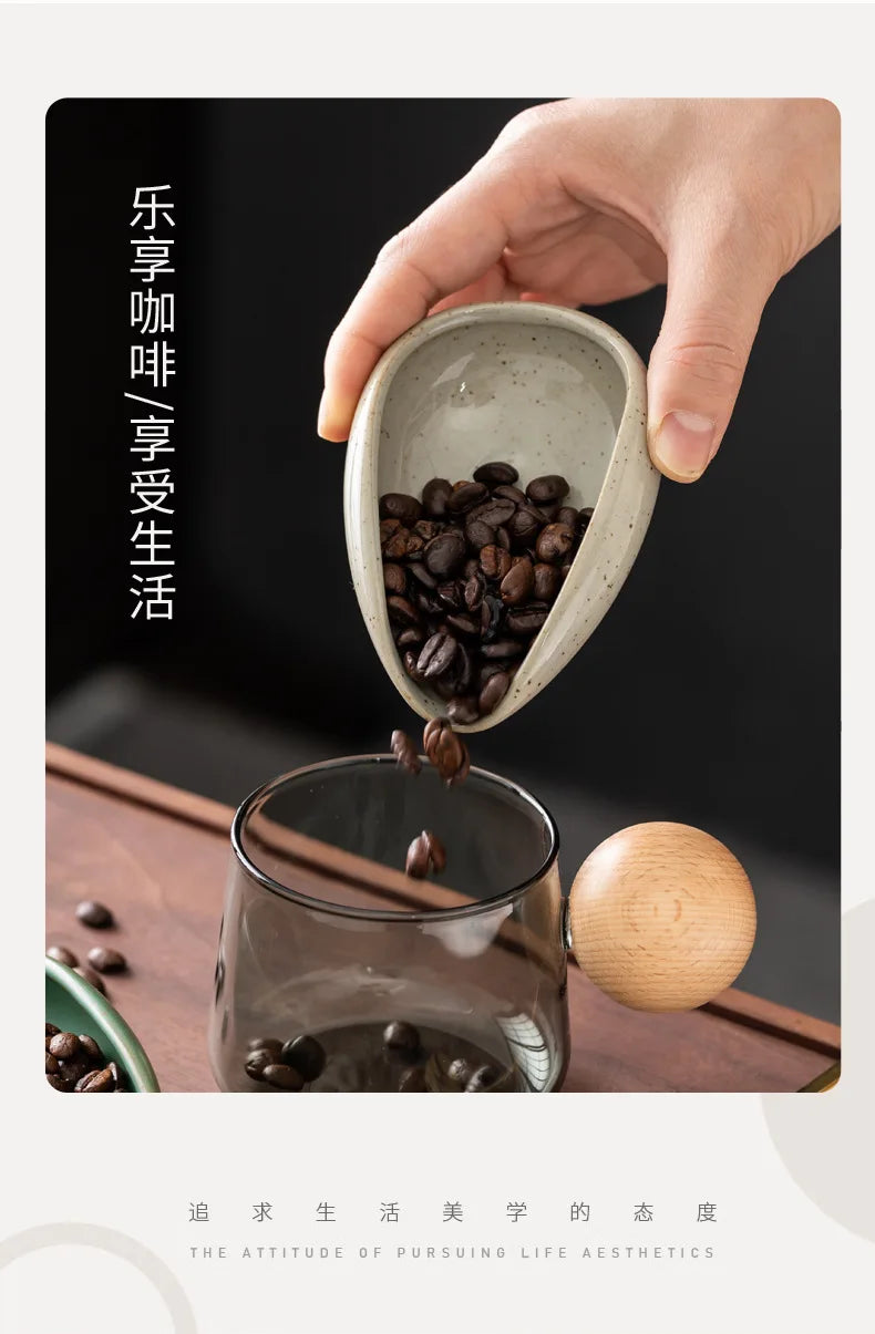 Coffee Beans Dosing Cup Trays Pottery Tea Separator Vessel Ceramic Measure Ware Espresso Bean Scoop Shovel Coffee Accessories ﻿