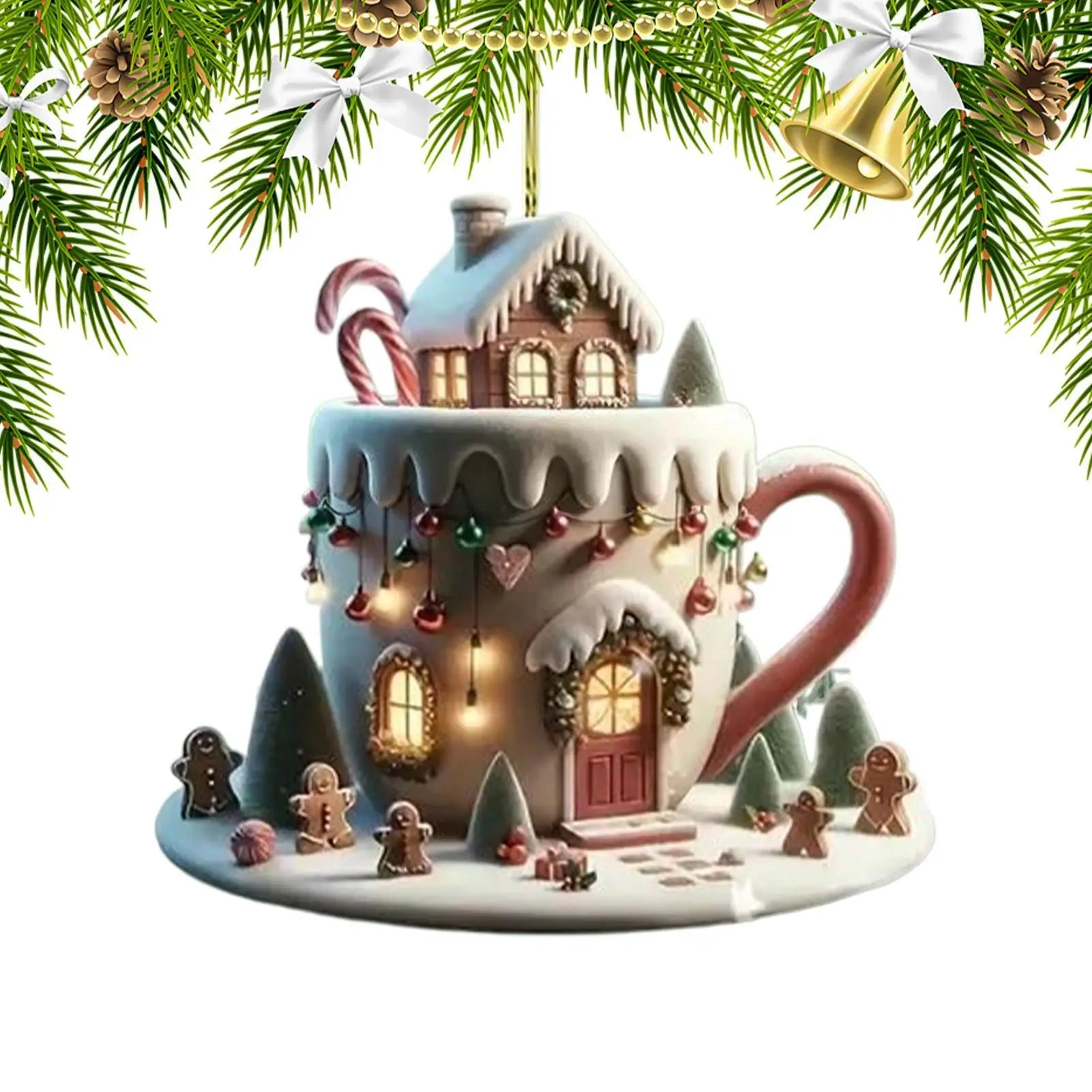 Christmas Coffee Cup Ornaments Coffee Mug Decorative Tree Ornaments Hot Cocoa Ornaments Unique Christmas Dangle Accessories