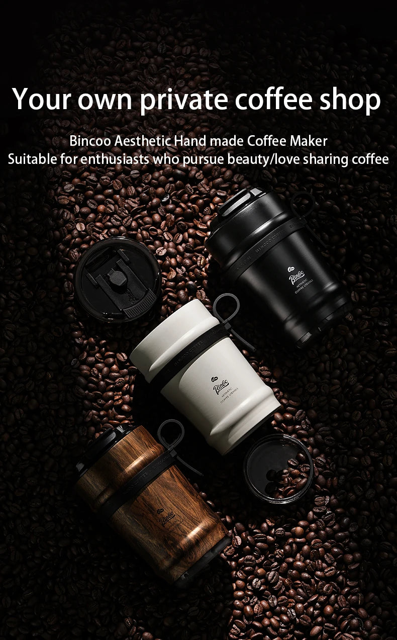 BINCOO Ceramic lined coffee cup, practical insulated cup, portable portable portable water cup, men's and women's 316 stainless