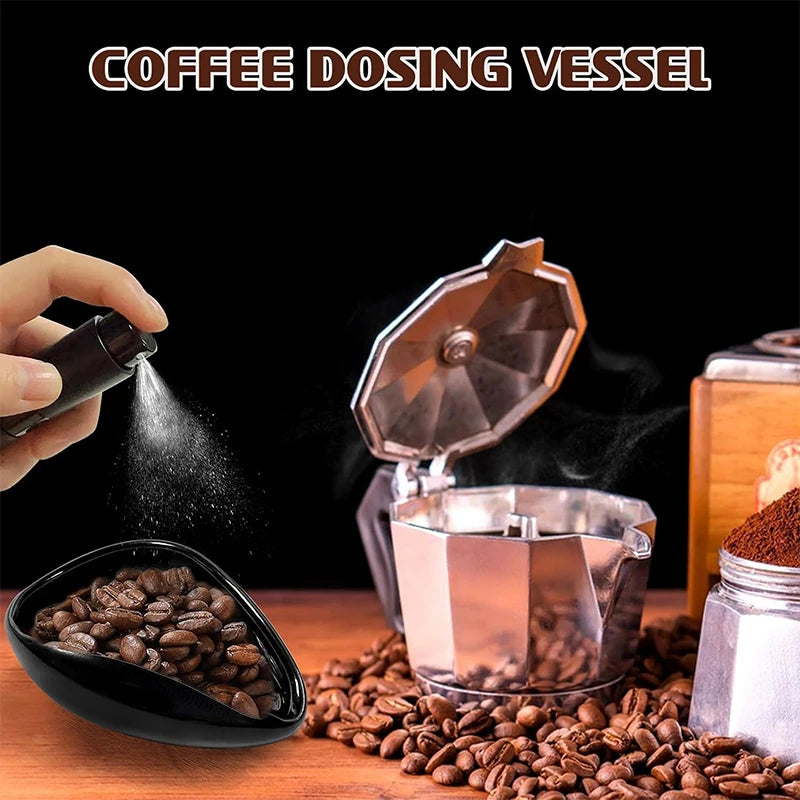 FLYMUYU Coffee Bean Dosing Cup and Spoon Set, Ceramic Dosing Vessel Measuring Tray Kit for Coffee or Tea, Espresso Accessories