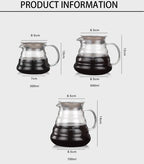 Coffee Carafe 300/500/700ml Coffee Clear Glass Kettle Sharing Pot with Lids Coffee Espresso Maker Accessories