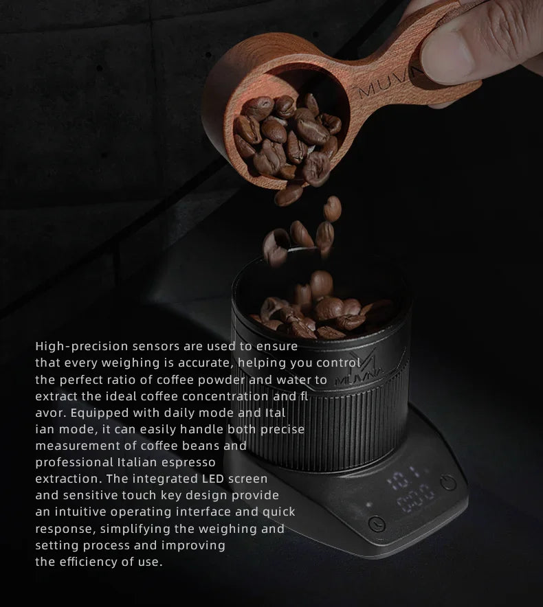 MUVNA-Mini Escala Espresso Eletrônico Exact 0.1g, Alta Precisão,Pesando LED, Balança de Café Portátil, Pó Recebendo Cup, 0.1g