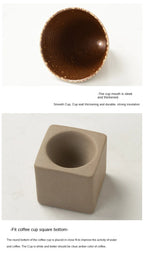 Coarse Pottery Coffee Mug with Base Creative Triangular Cone Shape Mug Personalized Small Espresso Cups for Bar 200ml