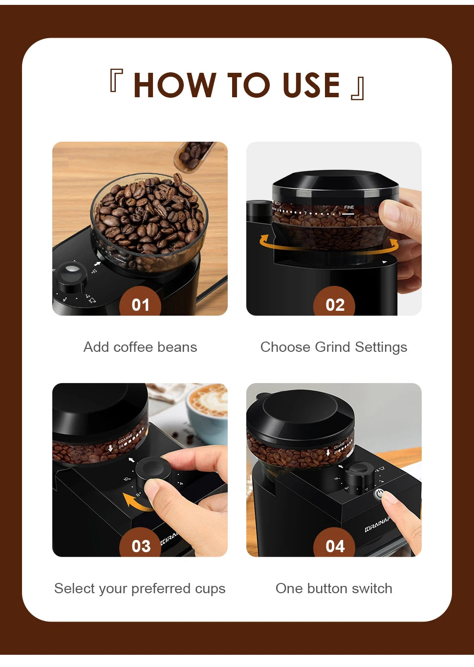 Electric Burr Mill Coffee Grinder Automatic Coffee Bean Grinding With 28 Grind Settings For Espresso French Press Drip 2-12 Cup