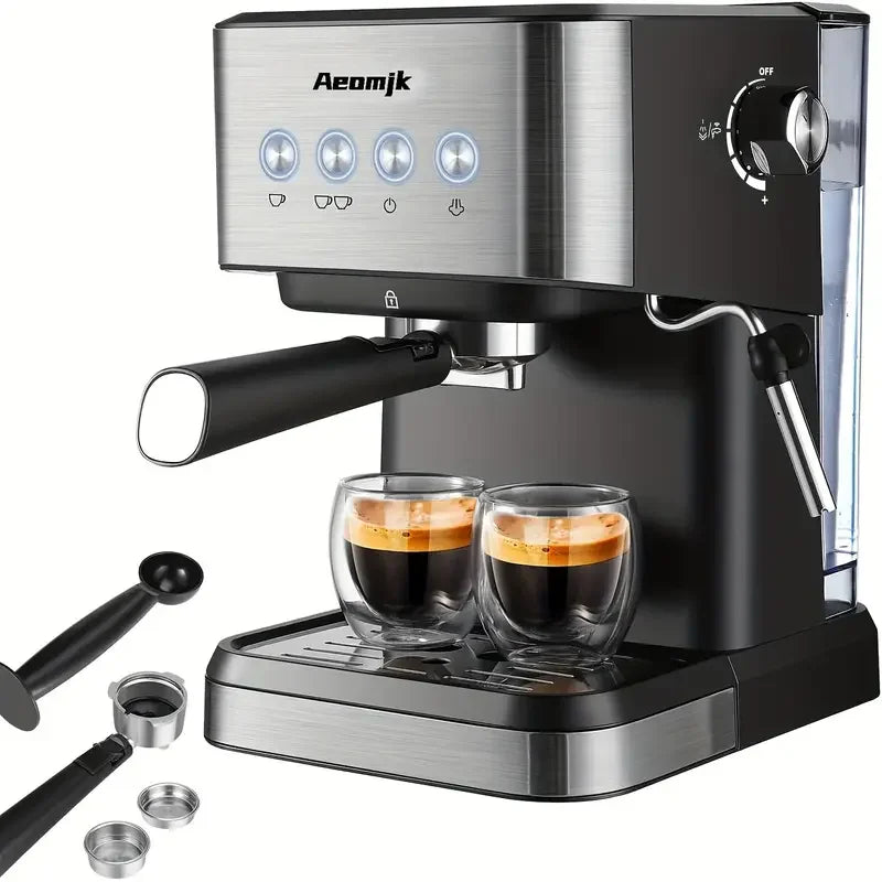 Aeomjk Semi-Automatic Espresso Machine 20 Bar, Professional Coffee Machine Cappuccino Latte Machine with Steam Milk Frother, Espresso Machine with 1.5L Detachable Water Tank