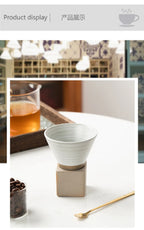 Coarse Pottery Coffee Mug with Base Creative Triangular Cone Shape Mug Personalized Small Espresso Cups for Bar 200ml