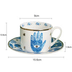European Ceramic Coffee Cup and Saucer Set Office Afternoon Camellia Flower Tea Cup Creative Face Latte Coffee Mug Home Milk Mug