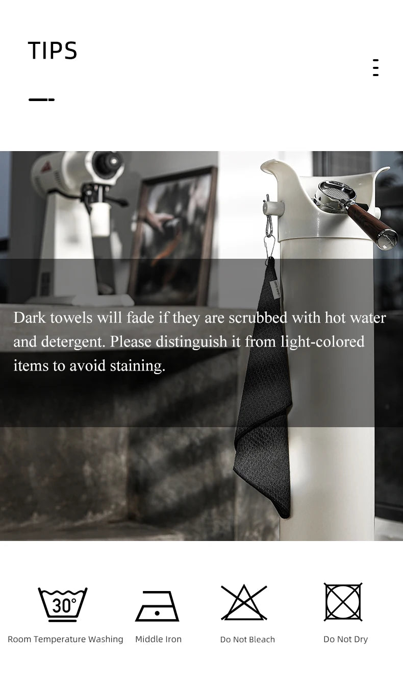 MHW-3BOMBER Portable Coffee Bar Barista Cleaning Towel with Hanging Ring Absorbent Espresso Cup Dish Towels Kitchen Accessories