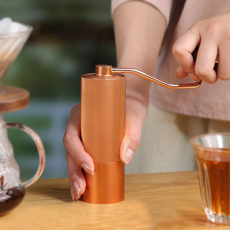 Household Portable Steel Burr Manual Coffee Bean Grinder Aluminum Alloy Coffee Grinder