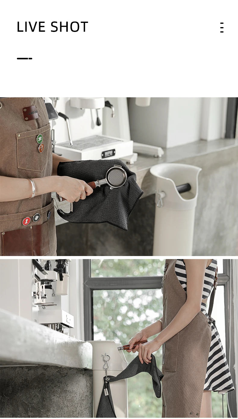 MHW-3BOMBER Portable Coffee Bar Barista Cleaning Towel with Hanging Ring Absorbent Espresso Cup Dish Towels Kitchen Accessories