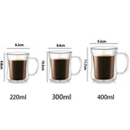 1PCS Double Wall Glass Cup Clear Coffee Mug With Handle For Hot Cold Beverage Milk Juice Drinkware Set 220/300/400ml