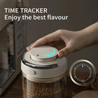 Coffee Canister Premium Glass - Airtight Coffee Container with One-Way CO2 Valve and Freshness Tracker for Coffee Bean Storage