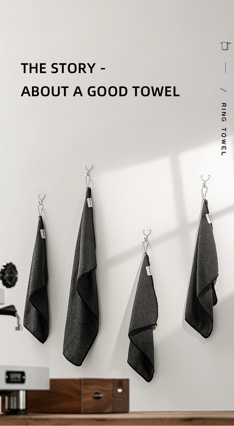 MHW-3BOMBER Portable Coffee Bar Barista Cleaning Towel with Hanging Ring Absorbent Espresso Cup Dish Towels Kitchen Accessories