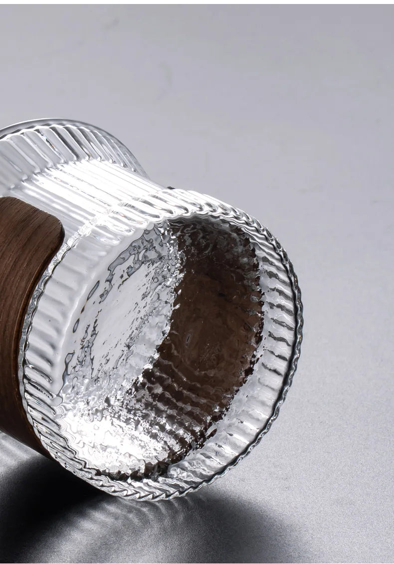 Gianxi Glass Coffee Mug Japanese Style  Walnut Cup SleeveTransparent Kawaii Cup Coffeeware Beautiful Tea Mugs Beer Mug Cute Mug