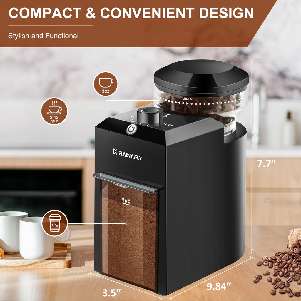 Electric Burr Mill Coffee Grinder Automatic Coffee Bean Grinding With 28 Grind Settings For Espresso French Press Drip 2-12 Cup