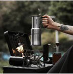 MHW-3BOMBER Moka Pot 350ml Stainless Steel Coffee Maker Integrated Pot-cup Foldable Handle Espresso Pot for Camping Coffee Tool