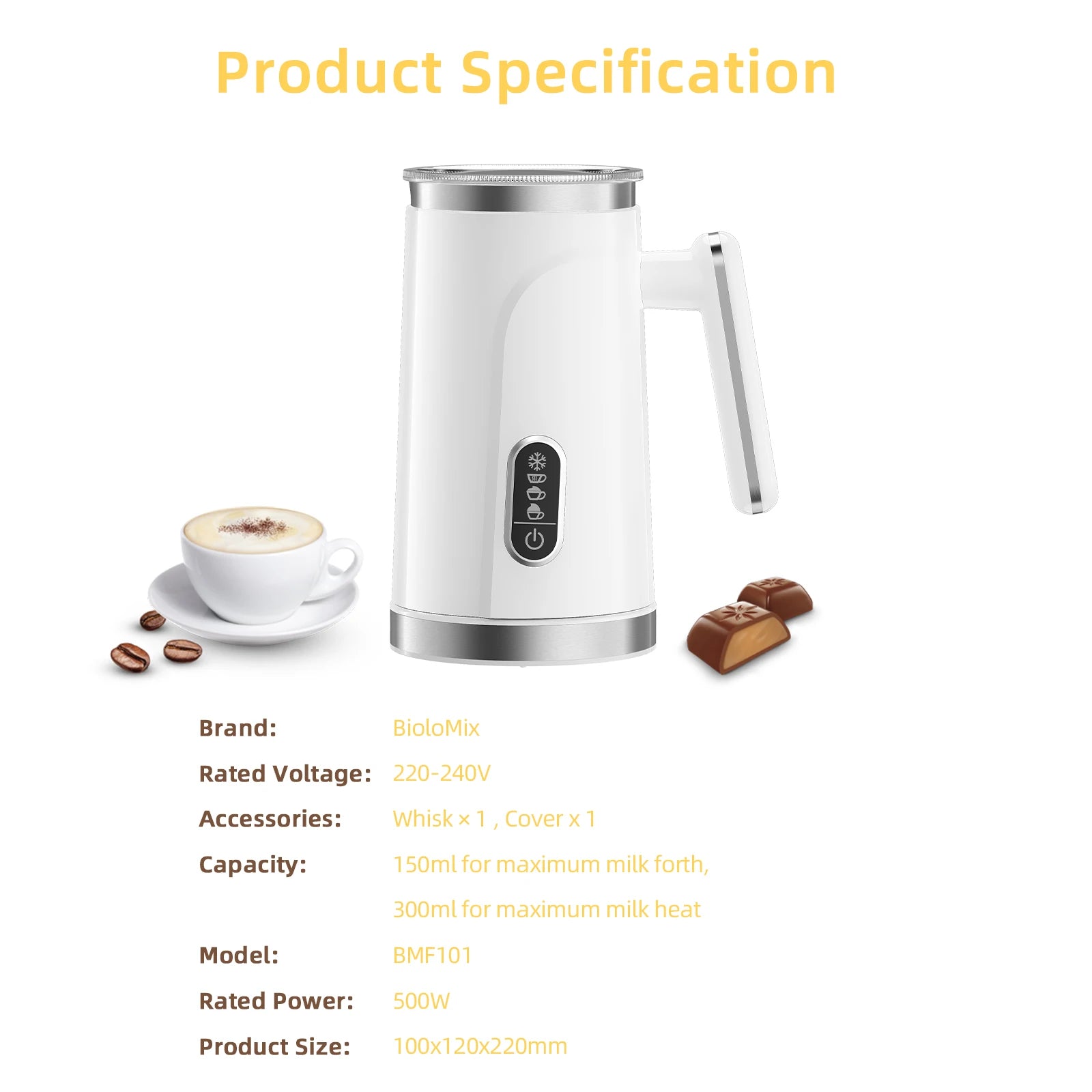 Coffart Automatic Milk Frother Electric Hot and Cold for Making Latte Cappuccino Fully Automatic Coffee Frothing Foamer