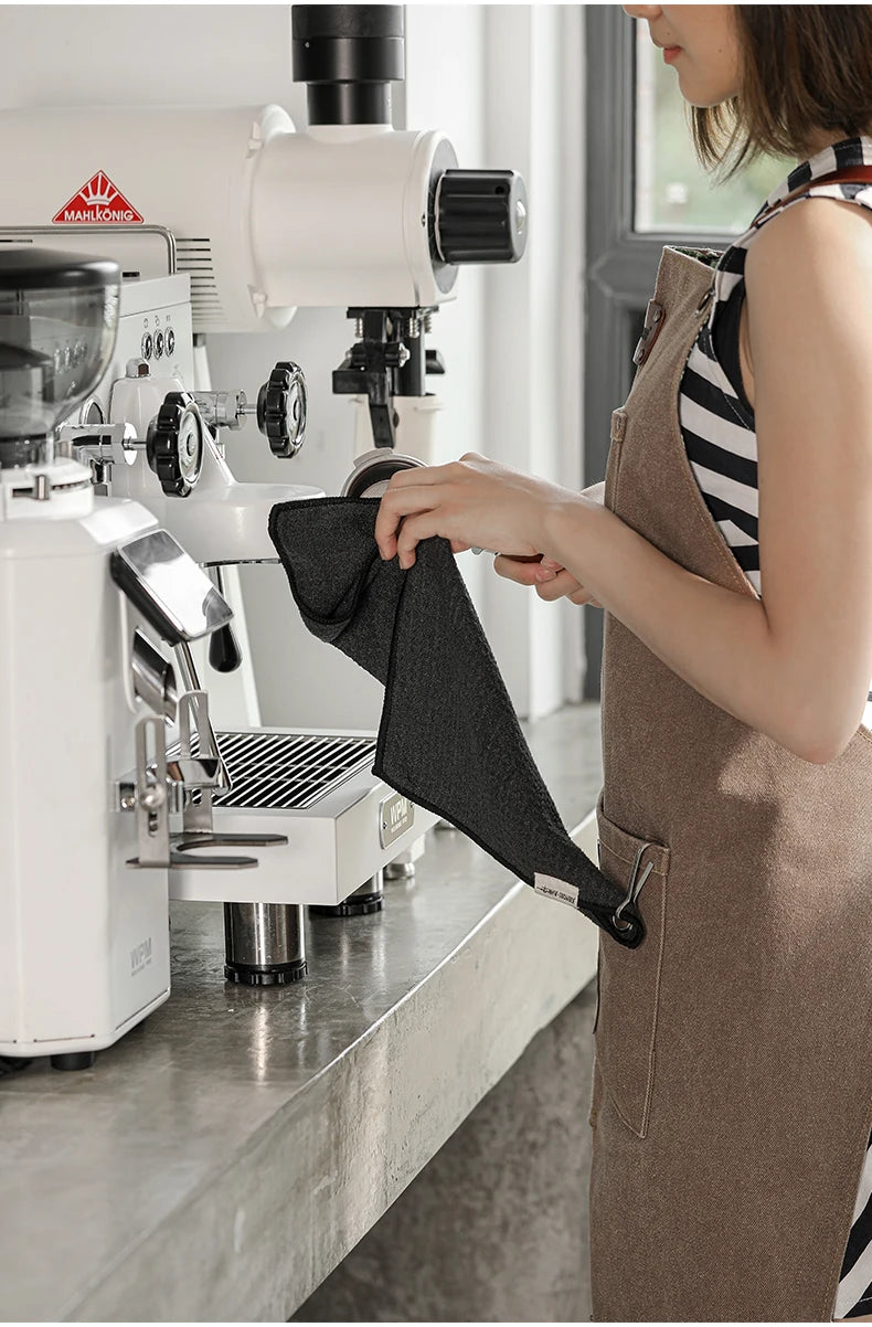 MHW-3BOMBER Portable Coffee Bar Barista Cleaning Towel with Hanging Ring Absorbent Espresso Cup Dish Towels Kitchen Accessories