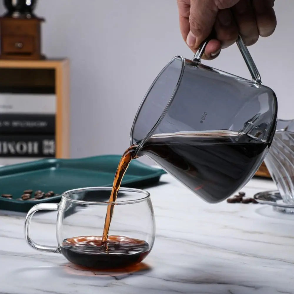 Coffee Server Glass Coffee Maker Set 60 Degree Clear Coffee Carafe Coffee Accessories Simple V-shape Funnel Barista