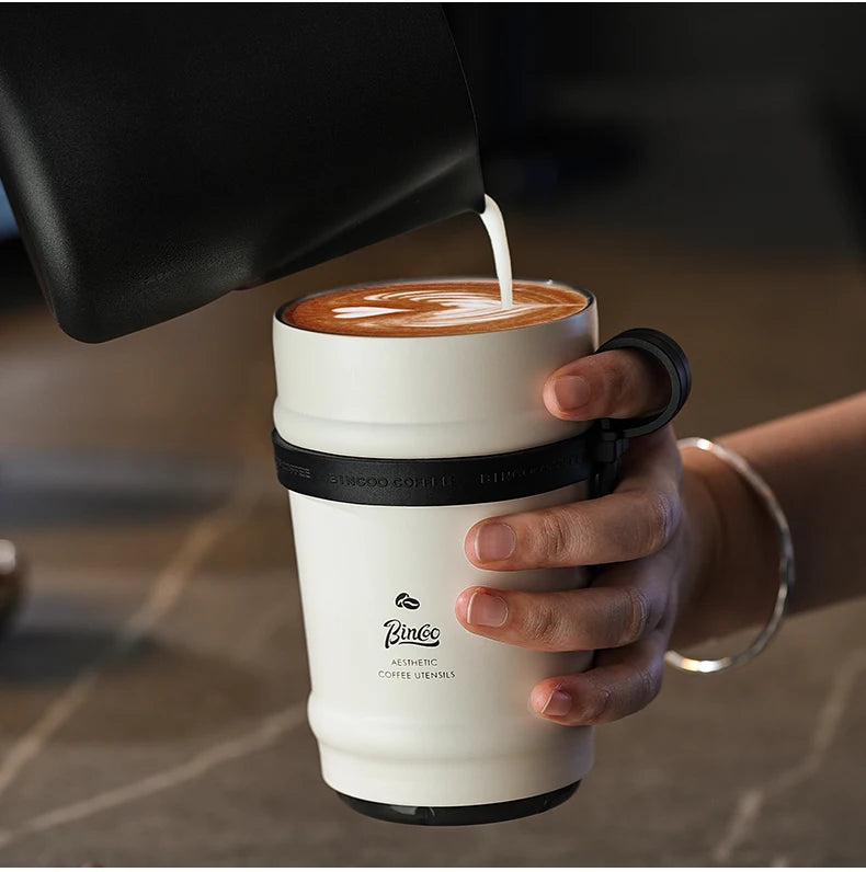 BINCOO Ceramic lined coffee cup, practical insulated cup, portable portable portable water cup, men's and women's 316 stainless