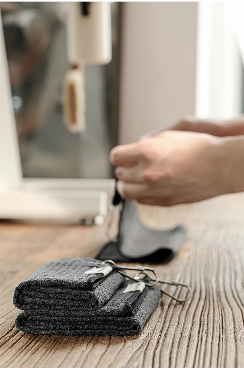 MHW-3BOMBER Portable Coffee Bar Barista Cleaning Towel with Hanging Ring Absorbent Espresso Cup Dish Towels Kitchen Accessories