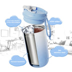FEIJIAN-Stainless Steel Travel Thermal Mug, Leak-Proof Thermos Bottle, Tea Cup, Vacuum Flask, Insulated Cups with Straw