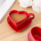 Set High-End Love Heart Coffee Cup Valentine's Day Gift Controlled Quantity Fat Reduction Cup Red Ceramic Cup