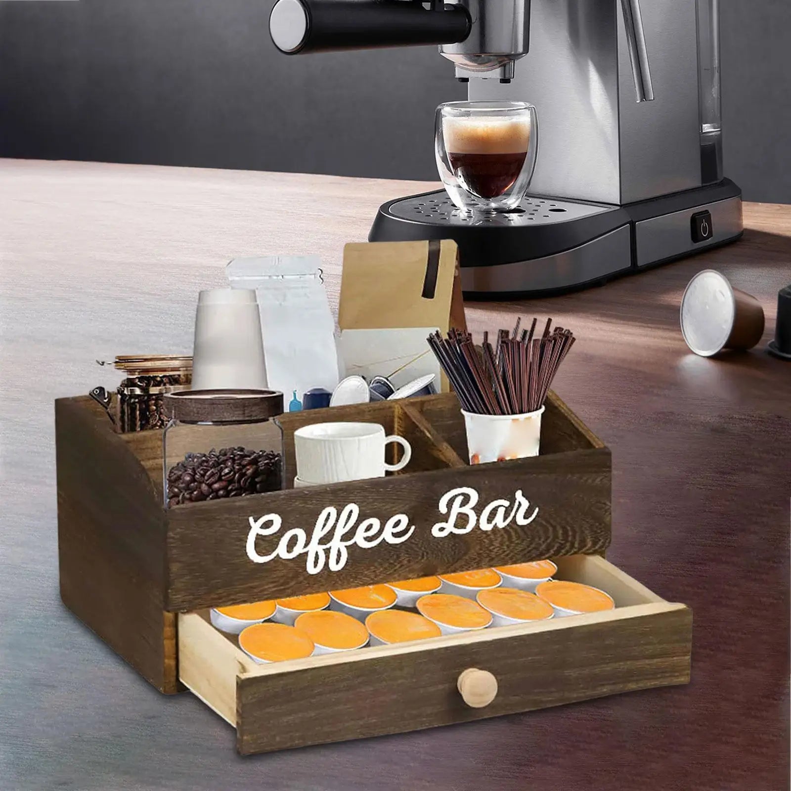 Coffee Station Organizer Dispenser Practical Home Office Large Capacity Coffee Pod Storage for Breakroom Cafe Office Home Party