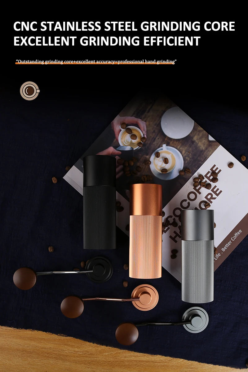 Household Portable Steel Burr Manual Coffee Bean Grinder Aluminum Alloy Coffee Grinder