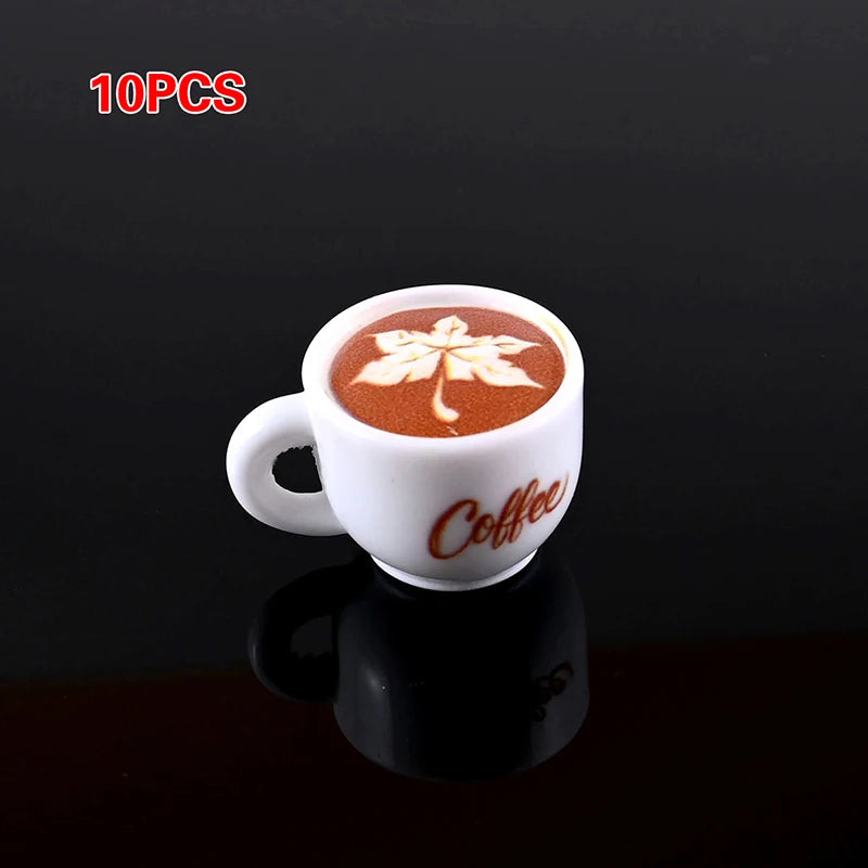 DIY Accessories for Miniature Dollhouse: 10pcs Kawaii Simulation Coffee Cup Set